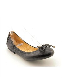 Frye Carson Collapsible Black Leather Ballet Flats Shoes