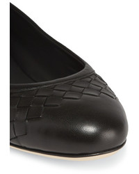Bottega Veneta Intrecciato Leather Ballet Flats Black