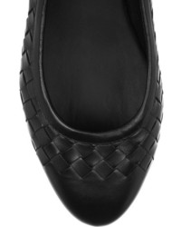 Bottega Veneta Intrecciato Leather Ballet Flats Black