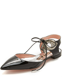 Rochas Lace Up Flats With Eye Detail