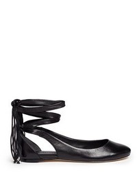 Sigerson Morrison Lami Leather Lace Up Ballerina Flats
