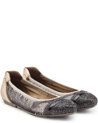 Hogan Leather Ballerinas With Glitter And Sequins