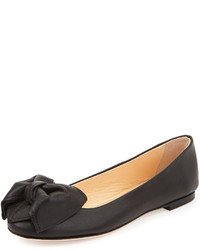 Giuseppe Zanotti Leather Bow Ballet Flat Black