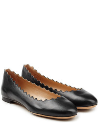 Chloé Leather Flats With Scalloped Trim