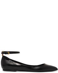 Tom Ford Leather Point Toe Flats Black