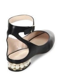 Nicholas Kirkwood Lola Pearl Leather Ankle Strap Ballet Flats