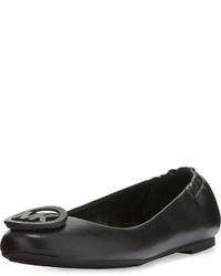 MICHAEL Michael Kors Michl Michl Kors Lindsay Logo Toe Leather Ballerina Flat Black