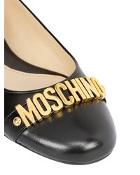 Moschino Logo Lettering Leather Ballerina Flats