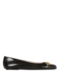 Moschino Logo Lettering Leather Ballerina Flats