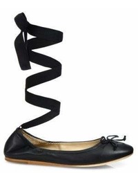 Saks Fifth Avenue Collection Leather Ankle Wrap Ballet Flats