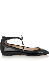 Jimmy Choo Tyler Matte And Patent Leather Ballet Flats Black