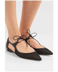Jimmy Choo Vanessa Cutout Leather And Mesh Point Toe Flats
