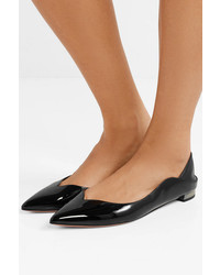 Aquazzura Zen Smooth And Patent Leather Collapsible Heel Point Toe Flats