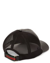 Gucci Bee Embossed Leather Baseball Hat