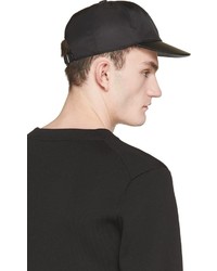 Valentino Black Leather Brim Cap