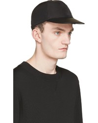Valentino Black Leather Brim Cap