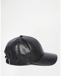 Asos Brand Baseball Cap In Black Faux Leather