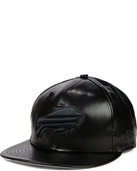 New Era Buffalo Bills Faux Leather Black On Black 9fifty Snapback Cap