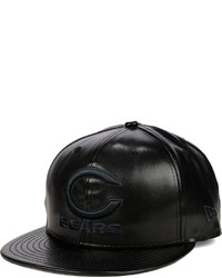 New Era Chicago Bears Faux Leather Black On Black 9fifty Snapback Cap