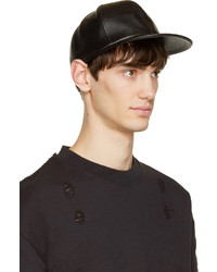 D By D Black Perforated Leather Look Cap