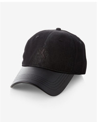 Express Leather And Denim Lion Logo Baseball Hat