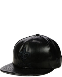 New Era New Orleans Saints Faux Leather Black On Black 9fifty Snapback Cap