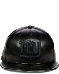 New Era New York Giants Faux Leather Black On Black 9fifty Snapback Cap