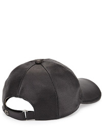 Gucci Perforated Leather Baseball Cap Black