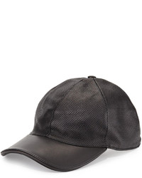 Gucci Perforated Leather Baseball Cap Black