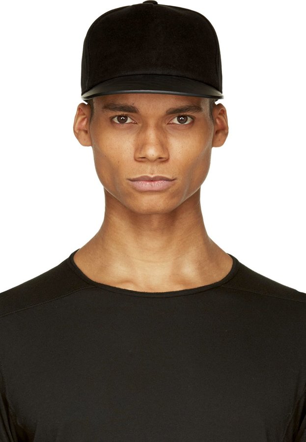 Rick Owens Drkshdw Black Leather Velvet Baseball Cap | Where to buy ...