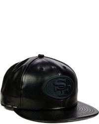 New Era San Francisco 49ers Faux Leather Black On Black 9fifty Snapback Cap