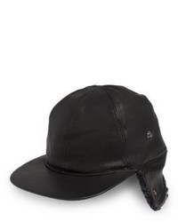 UGG Sheepskin Shearling Fur Trimmed Leather Baseball Hat
