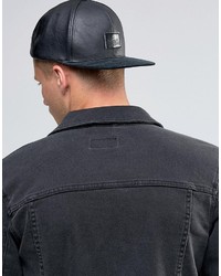 Asos Snapback Cap With Black Faux Leather Crown