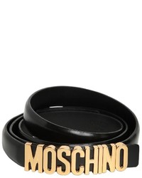 Moschino 20mm Logo Lettering Shiny Leather Belt
