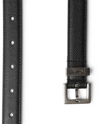 Saint Laurent 2cm Black Pebble Grain Leather Belt