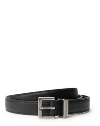 Saint Laurent 2cm Black Pebble Grain Leather Belt