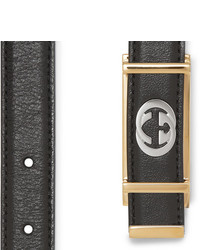 Gucci 2cm Black Textured Leather Belt