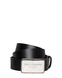 Dolce & Gabbana 30mm Leather Belt W Logo Plaque