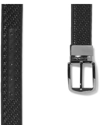 Ermenegildo Zegna 35cm Black Pelle Tessuta Leather Belt