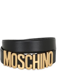 Moschino 35mm Logo Lettering Leather Belt