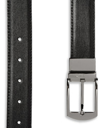 Dunhill 3cm Black Cut To Fit Textured Leather Belt