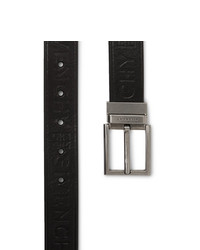 Givenchy 3cm Black Reversible Embossed Smooth And Full Grain Leather Belt