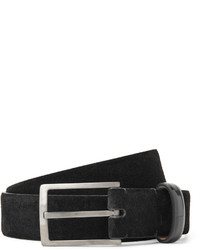 Lanvin 3cm Black Suede And Patent Leather Belt