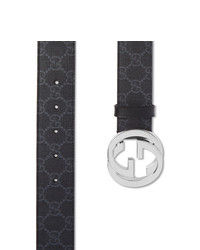 Gucci 4cm Black Monogrammed Coated Canvas Belt