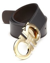 Salvatore Ferragamo Adjustable Reversible Double Gancini Leather Belt
