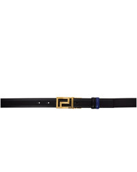 Versace Black And Blue Leather Belt