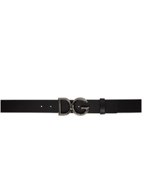 Dolce and Gabbana Black And Gunmetal Logo Belt