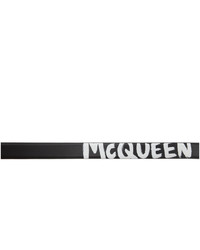 Alexander McQueen Black And White Thin Twin Skull Belt
