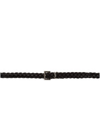 Saint Laurent Black Braided Thin Logo Belt