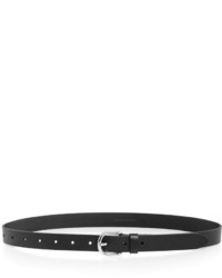 Isabel Marant Black Calf Leather Skinny Belt With Silver Buckle